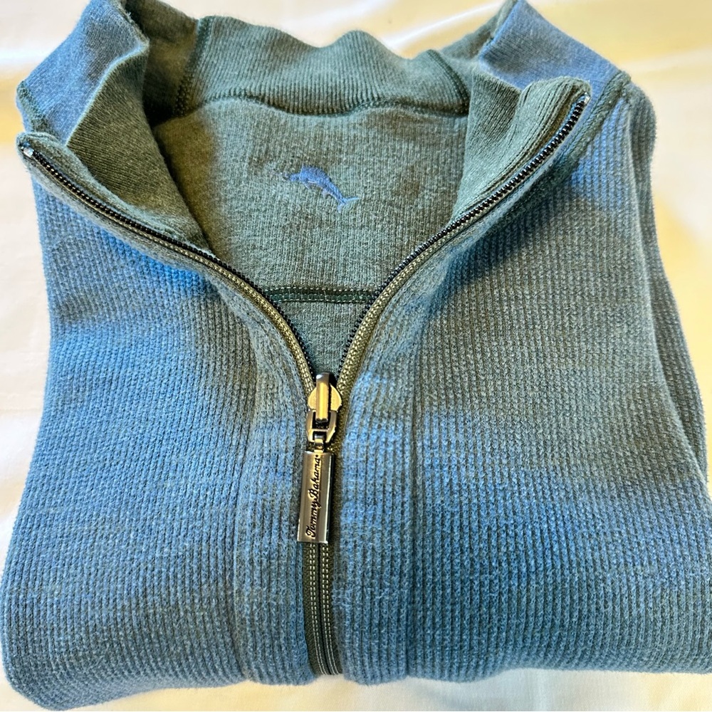 Tommy Bahama Flipshore Reversible Men’s XXL 1/4 Zip Pullover Sweater  Blue/Sage - Picture 2 of 16